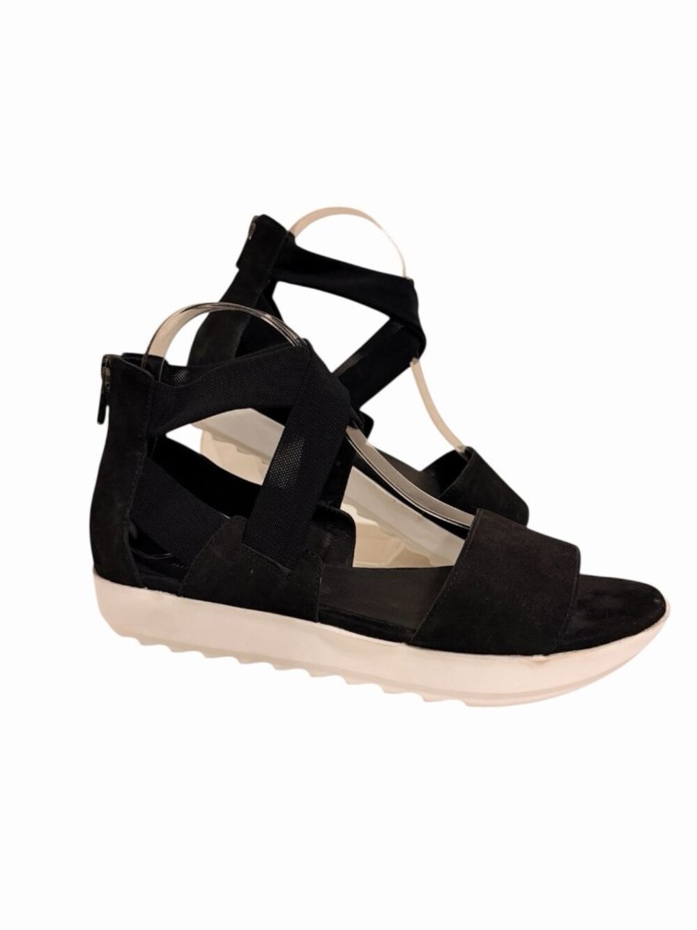 Eileen Fisher Kash Tumbled Nubuck Leather Sneaker Sandals Black 8M